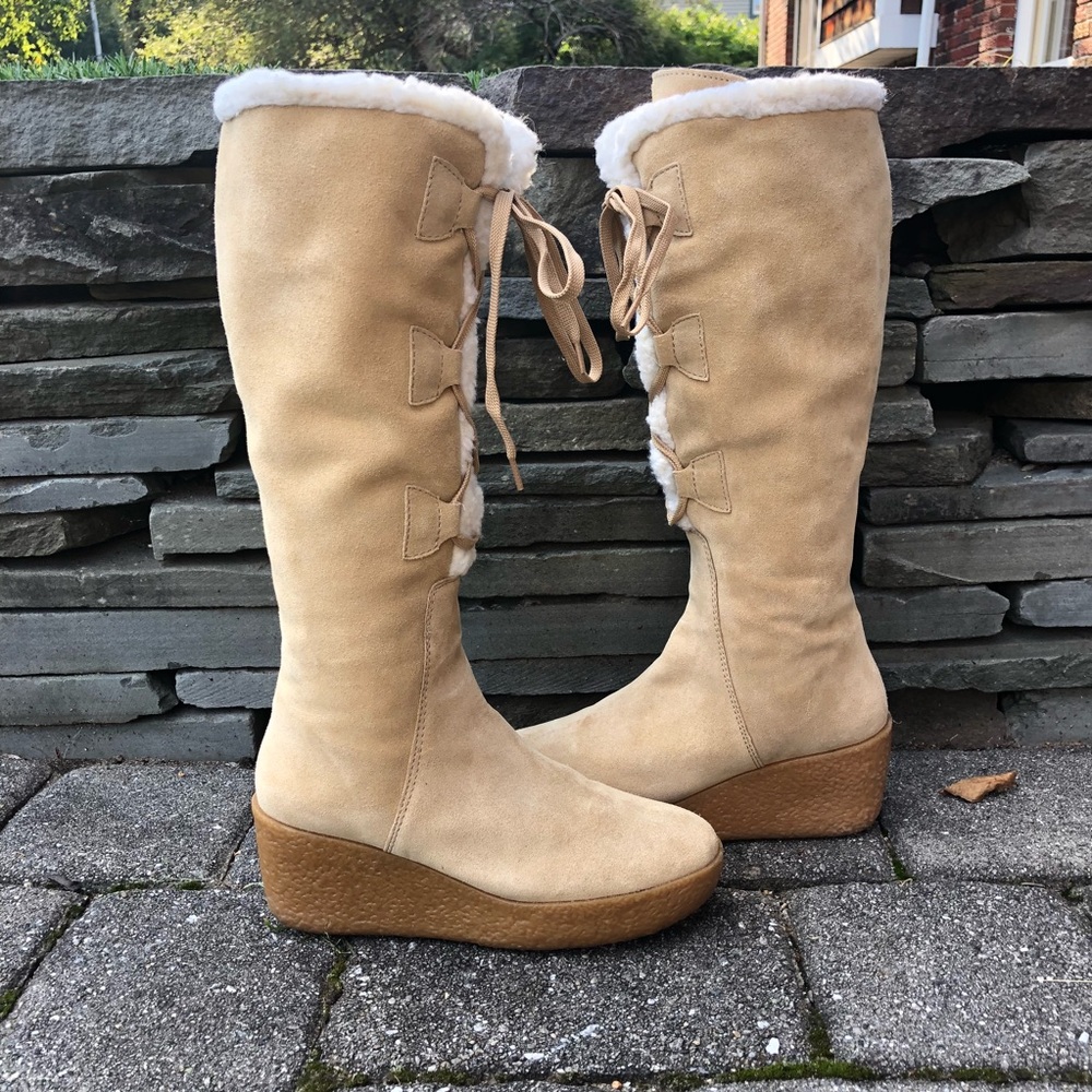 MICHAEL KORS SHEARLING LINED SUEDE BOOTS